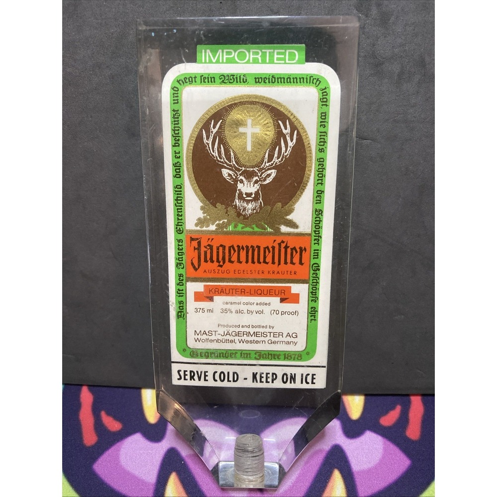 Vintage Jagermeister Clear Acrylic Machine/ Beer Tap Handle 6.5"